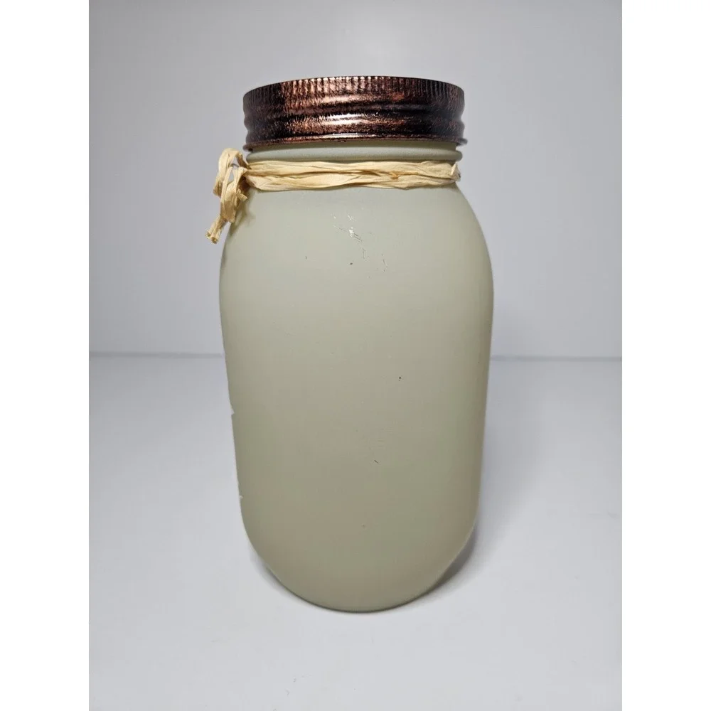 Frosted Mason Jar Candle Holder Fall Blessings Maple Leaf Tea Light Decor Raffia